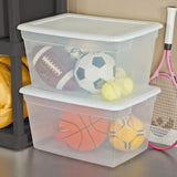 Triogift 58 Qt Storage Box Clear Base White Lid Set of 8