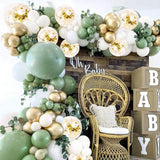 Triogift  Retro Green Balloon Garland Arch Kit Wedding Birthday Balloons Decoration Party White Balloons For Baby Shower Decor Supplies