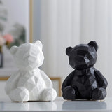 Triogift  Modern Simple Ceramic Decoration Geometric Bear Handicraft Model Room European Living Room Wine Cabinet Animal Soft Decorations