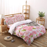 Triogift  Spring White Background Peach Blossom Comfortable Household Goods Bedroom Bed Luxury Duvet Cover 2/3/4 Pieces