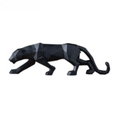 Triogift Panther Statue Animal Figurine Abstract Geometric Style Resin Leopard Sculpture Home Office Desktop Decoration Crafts