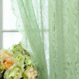 Triogift Green Double Layer Lace Sheer Curtain for Living Room Partition Drape Window Porch Sliding Door Study Blinds