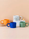 Triogift  -  Nordic Handmade Cup Ceramic Coffee Mug Creative Ink Splashing Couple Niche Design Office Coffee Cups Handle Blue Ceramic Mugs