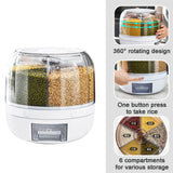 Triogift 6KG Rotatable 360 Degree Rice Dispenser Sealed Dry Grain Bucket Dispenser Moisture-proof Kitchen Food Container Storage Box