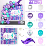 Triogift Macaron Purple Green Blue Latex Balloons Mermaid Arche Ballon Anniversaire Happy Birthday Globos Party Decoration Girl Arch Kit