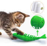 Triogift  Cat Toothbrush Toy Cat Dental Care Durable Hard Rubber Catnip Cat Interactive Toothbrush Chew Clean Mouth Toy Cat Treat Supplies