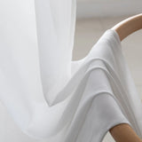 Triogift  Modern Solid White Sheer Curtain for Living Room Translucent Sunscreen Window Drape Balcony Kitchen Custom #E