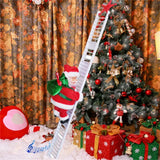 Triogift  Electric Climbing Ladder Santa Claus Doll Toys Funny Christmas Ornaments Gift New Year Christmas Tree Hanging Home Decor Gifts