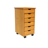 Triogift Original Roll Cart, Solid Wood, 6 Drawer Roll Cart, Med Pine Storage Drawers Boxes Filing Cabinets