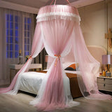 Triogift Universal Elegant Tulle Dome Bedroom Mosquito Net, Romantic Lace, Solid Color, Double Bed, Home Decoration Mosquito Net