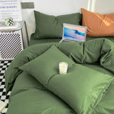 Triogift 4pcs Duvet Cover Full King Forest Green Polyester Soft Quilt Cover Home Bedding Set Comforter Cover with Flat Sheet Pillowcase