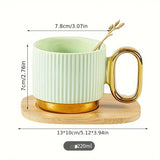 Triogift  -  1set Plated Luxury Ceramic Coffee Cups And Saucers Nordic Black And White Purple And Green Creative Mugs Beautiful Teacups Gift