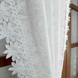 Triogift  PC White Lace Floral Hollow Sheer Short Curtain for Living Room Bay Window Drape Door Home Decoration