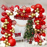 Triogift Christmas Balloon Set Candy Cane Aluminum Red Green Christmas Tree New Year Party Balloon Chain Arch Decoration Supplies Gifts