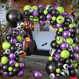 Triogift 116Pcs Halloween Balloons Garland Arch Kit Black Purple Green Latex Balloon White Eye Balloons for Halloween Party Decorations