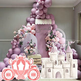 Triogift Carriage Castle Mosaic Board Blue Pink Castle Cutout for Princess Theme Birthday Party Backdrop Baby Shower Decoration Girl