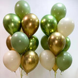 Triogift 30pcs 10inch Retro Dark Green Chrome Gold Latex Balloons Baby Shower Wedding  Anniversary Birthday Party Decoration DIY Supplies