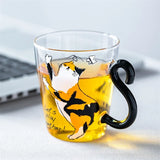 Triogift  -  Cute Cat Heat Resistant Glass Cup for Home, Breakfast Milk Cup, Cartoon Casual Coffee Cup, Japanese Style, Ins