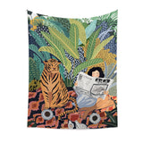 Triogift Jungle Tiger & Girl Wall Tapestry