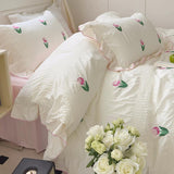 Triogift Coquette Room Tulip Ruffle Bedding Set