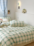 Triogift Danish Pastel Plaid Bedding Set