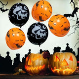 Triogift 30/10Pcs Scary Halloween Balloons Kids Toys Pumpkin Skeleton Ghost Bar Party Decor Balloon Halloween Black Orange Latex Balloon