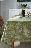 Triogift Table Cloth Green Leaf Sketching Dining Table Cover Print Fabric Art Rectangle Sage Green Non-fading Strong Abrasion Resistance