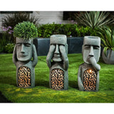 Triogift See Hear Speak No Evil Garden Easter Island Statues Creative Resin Sculpture Outdoor Decoration Home Vase Statue Decor Figurine