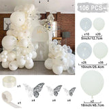 Triogift Butterfly Pure White Matte Ballon Arch Garland Kit Transparent Latex Balloon Wedding Kids Birthday Baby Shower Decoration