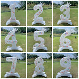 Triogift  32 Inch White Crown Number Balloons 0-9 Digital Balloons For Birthday Party Anniversary Decoration Baby Shower Balloons