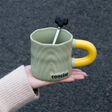 Triogift  -  Modern Simple Coffee Ceramic Mug Milk fufu Collider with Handle Water Cup Household Breakfast Oatmeal Milk Cup