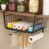 Triogift Kitchen Under Cabinet Basket Storage Shelf Tissue Cup Holder Closet Desk Hanging Rack Hollowed Pullout Drawer Sliding Basket