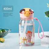 Triogift  -  1pc 400ml Kids Water Sippy Cup With Straw Cartoon Leakproof Water Bottles Outdoor Portable Drink Bottle Children's Lovely Cup