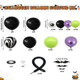 Triogift 116Pcs Halloween Balloons Garland Arch Kit Black Purple Green Latex Balloon White Eye Balloons for Halloween Party Decorations