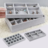 Triogift Velvet Jewelry Storage Box Necklace Stackable Display Tray Bracelet Earring Organizers DIY Handicrafts Drawer Box Organizer Box