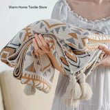 Triogift Nordic Knitted Blanket Bohemian Office Car Air Conditioning Nap Blanket Sofa Cover Blanket Warm Thickened Bedspread