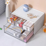 Triogift Desktop Kawaii Cosmetic Stationery Storage Box Ins Free Combination Stackable Plastic Drawer Home Office Desk Storage Organizer