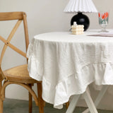 Triogift Vintage Ruffled Ruffle Tablecloth White Lace Shooting Background Cloth Living Room Table Cloth Homestay Event Designing