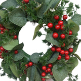 Triogift  30cm Christmas Decoration Garland Simulation Red Berry Eucalyptus Leaves Door Hanging Window Outdoor Wall Decoration Props