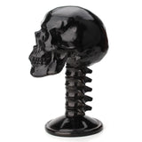 Triogift  Resin Back Skull Decoration Helmet Glasses Bracket Black Skull with Spine Table Decoration Figurines & Miniatures Crafts