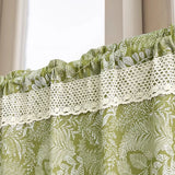 Triogift  1PC Retro Green Leaves Short Curtain for Kitchen Small Window Drape Hallway Porch Study Home Decoration #E