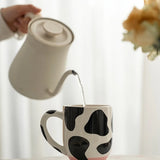 Triogift  -  1pc 500ml 17oz Cute Cartoon Ceramic Cup Creative Cow Pattern and Footed Water Mug Cup Coffee Milk Cup Gifts for Friend Kids