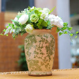 Triogift  Ceramic retro vase Green Plant porcelain succulent pot Green flower ice crack do old style vase pot home room decoration Nordic