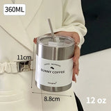 Triogift  -  12oz 20oz Leak Proof Tumbler with Straw Stainless Steel Water Bottle Straw Cup Coffee Mug Vacuum Flask Double Wall Travel Mug