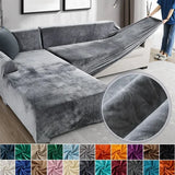 Triogift Velvet Sofa Cover for Living Room Thick Elastic Sofa Cover 1/2/3/4 Seater L Shaped Corner Sofa Cover Stretch Cover for Sofa