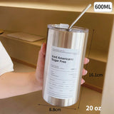 Triogift  -  12oz 20oz Leak Proof Tumbler with Straw Stainless Steel Water Bottle Straw Cup Coffee Mug Vacuum Flask Double Wall Travel Mug