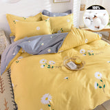 Triogift Cotton Bedding Set 3Pcs, Daisy Flower Pattern Duvet Cover 2Pillowcases, Reactive Printing Dyeing, No Fading No-pilling,16Sizes