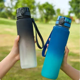 Triogift  -  1 Liter Large Capacity Sports Water Bottle Leak Proof Colorful Plastic Cup Drinking Outdoor Travel Portable Gym Fitness Jugs