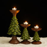 Triogift  Vintage Christmas Tree Wax Candlestick Decoration European Style Home Living Room Desktop Decoration Crafts Resin Candlestick