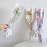 Triogift 10pcs Single Rose Sleeves Flower Wrapping Bag Bouquet Packaging Bags Clear Cellophane Floral Wrappers For Valentine's Day